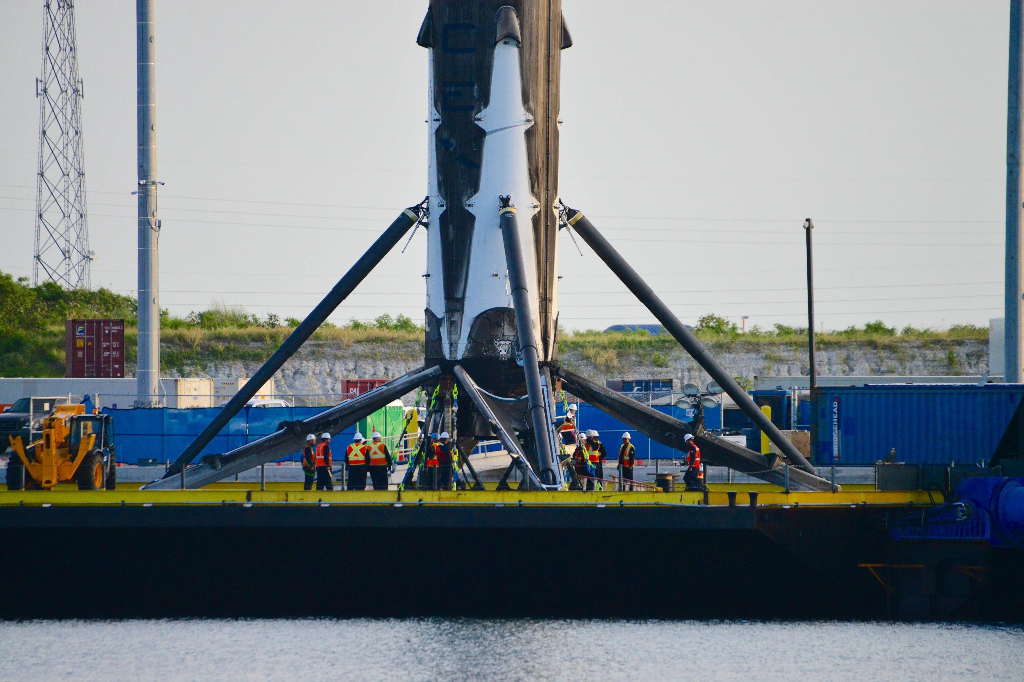 HIgh Res from Spaceflight now forums of CRS-8 first stage in port